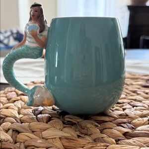 West Elm Mermaid Mug Blue Turquoise 15 Oz Whimsical Nautical Sailor Coffee Mug